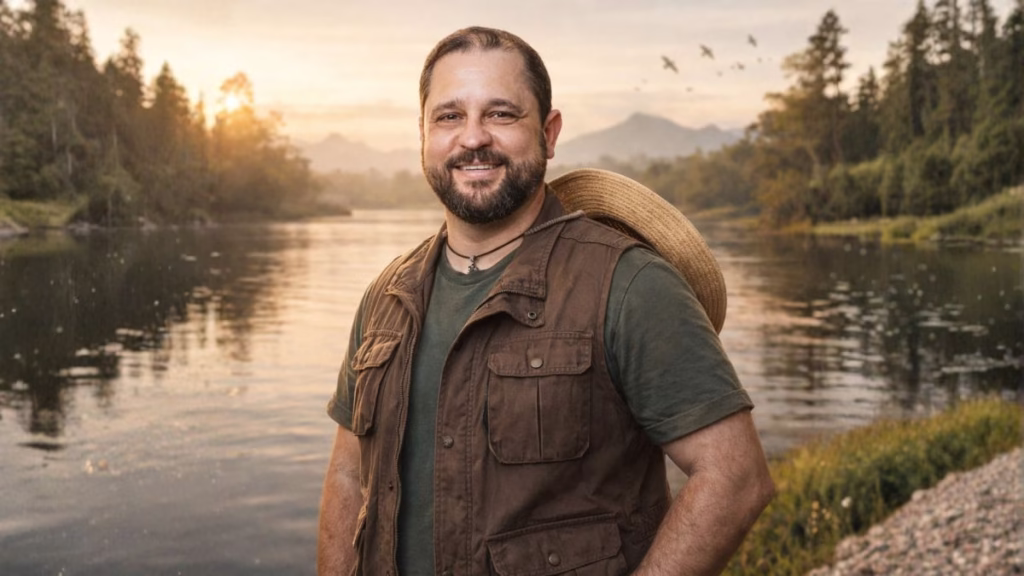 Roteiros do Paxixi - sobre nós Fábio Mazziotti, fundador e curador do Roteiros do Paxixi, em paisagem natural do Pantanal Sul