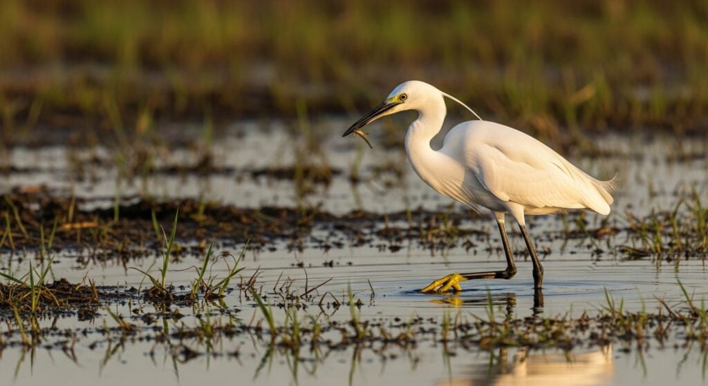 Aves Icônicas de Aquidauana Garça-branca-pequena (Egretta thula) forrageando em área alagada do pantanal de aves de aquidauana aves paxixi