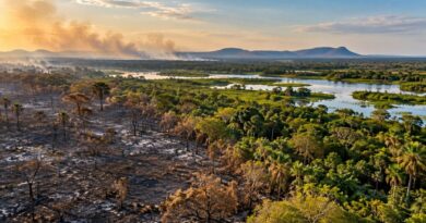 Queimadas em Aquidauana — fumaça sobre paisagem natural, imagem ilustrativa