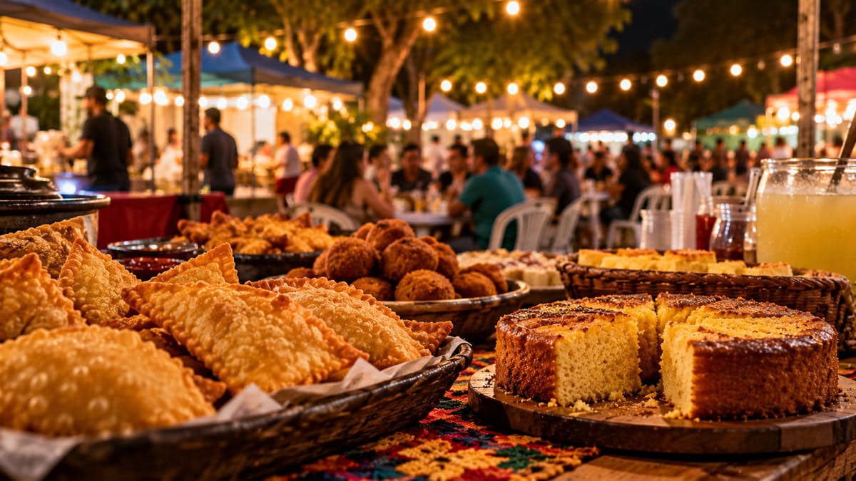 PiraSabor 2026 em ilustração de barraca de alimentos de feira noturna